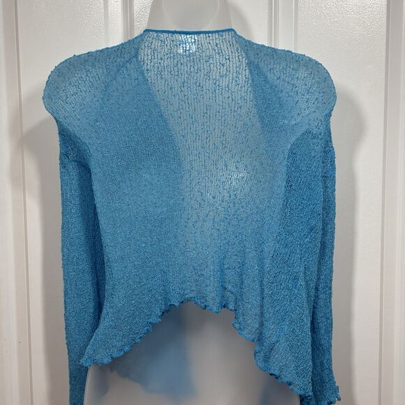 Sea & Sand Mesh Cardigan Womens M Aqua Blue Boho Beachy Fairycore Y2K Coastal - Picture 2 of 6